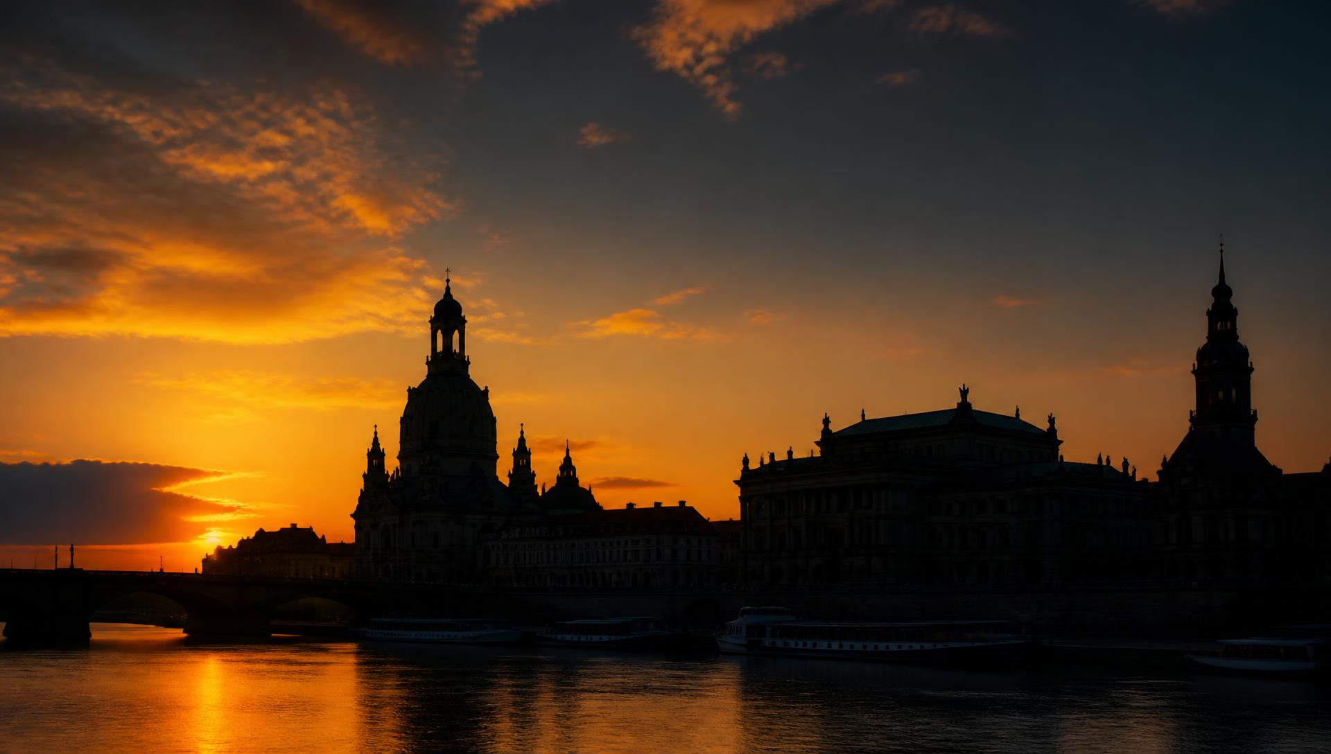 Dresden skyline at sunset