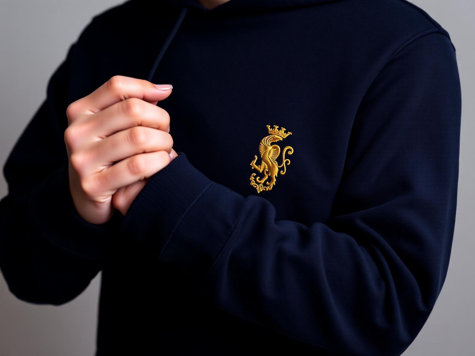 Embroidered navy hoodie